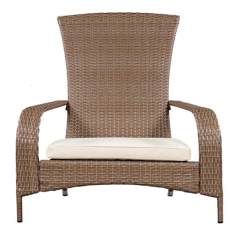 Patioflare Muskoka Chair, Light Brown Wicker and Beige Cushions