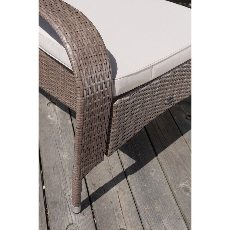 Patioflare Muskoka Chair, Light Brown Wicker and Beige Cushions