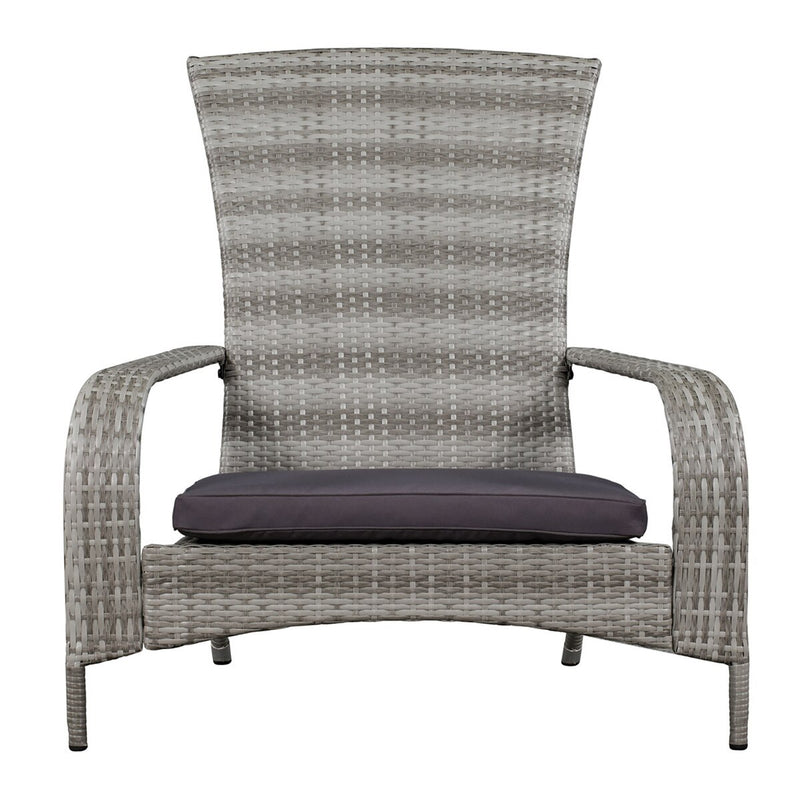 Patioflare Muskoka Chair, Light Grey Wicker and Dark Grey Cushions