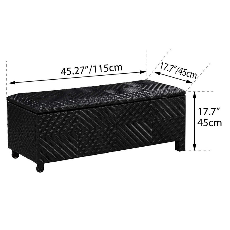 Patioflare Padded Wicker Deck Box-Bench Combo, 60 gallons capacity