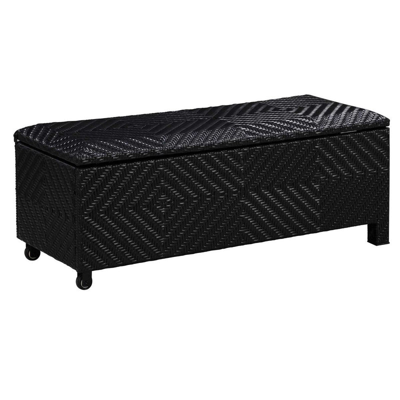 Patioflare Padded Wicker Deck Box-Bench Combo, 60 gallons capacity