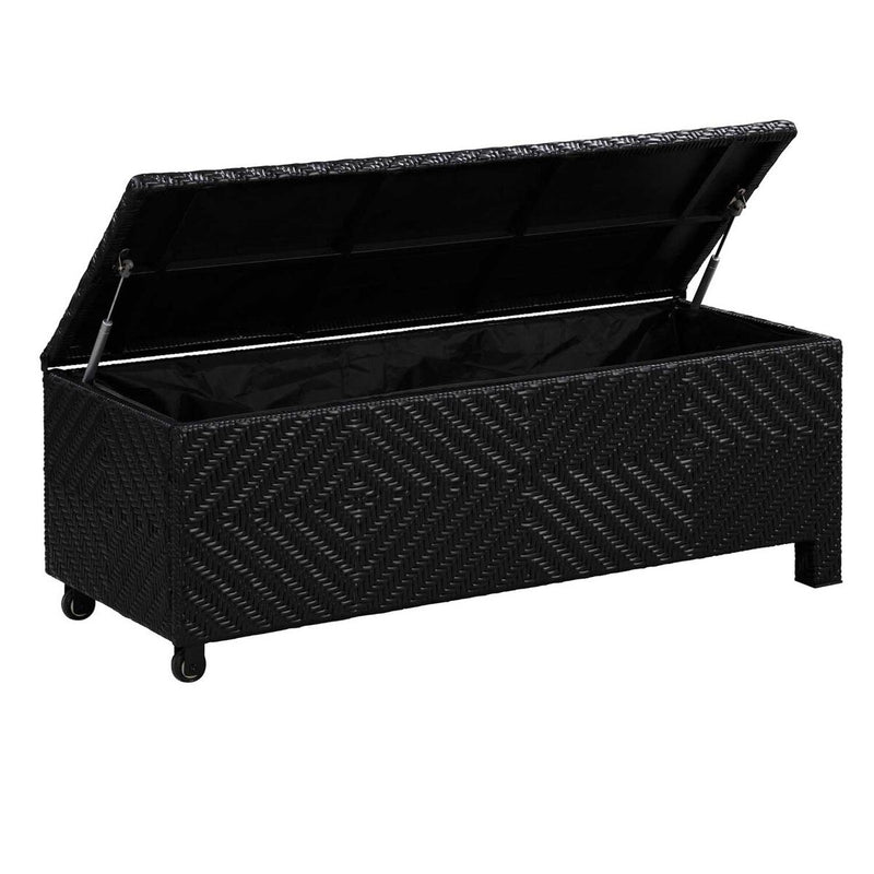 Patioflare Padded Wicker Deck Box-Bench Combo, 60 gallons capacity