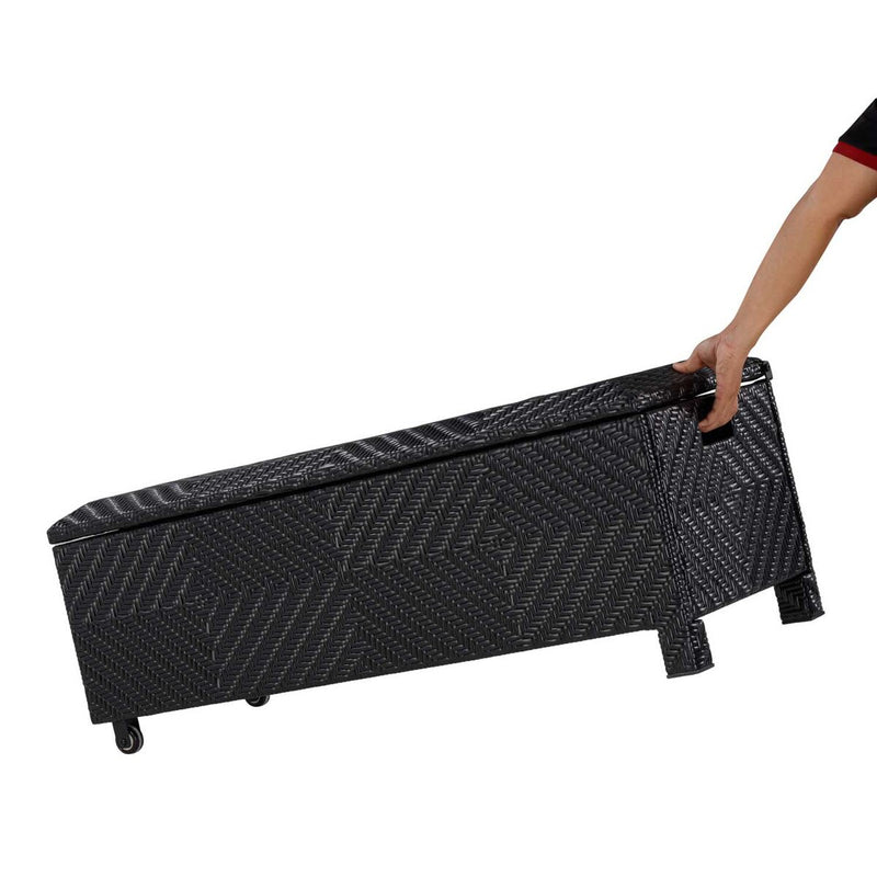 Patioflare Padded Wicker Deck Box-Bench Combo, 60 gallons capacity