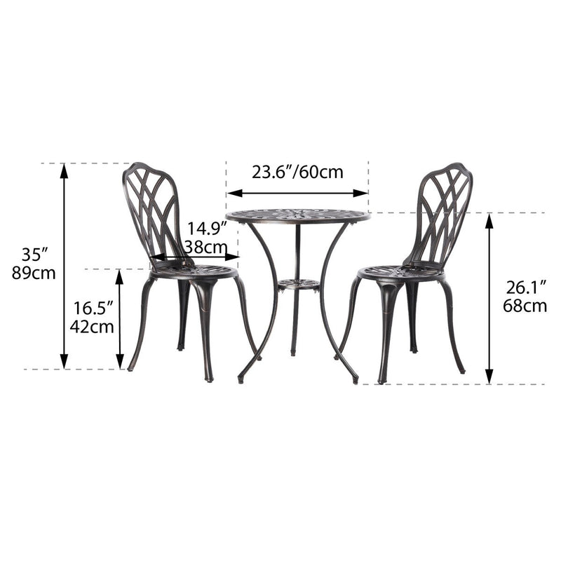 Patioflare Paradise Cast Aluminum Bistro Set