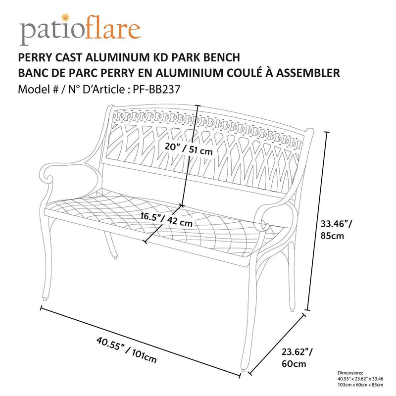 Patioflare Paradise Cast Aluminum Park Bench