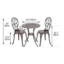 Patioflare Rosalie 3PC Cast Aluminum Bistro Set