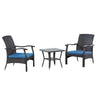 Patioflare Whylie 3-Piece Wicker Chat Set, Blue