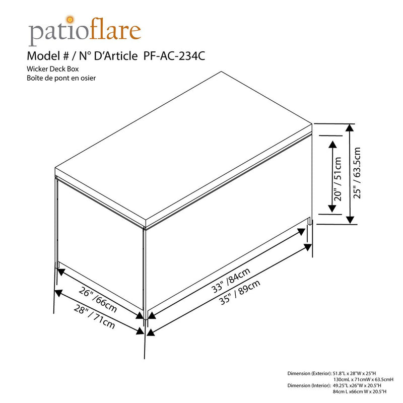 Patioflare Wicker Deck Box, 154 gal capacity