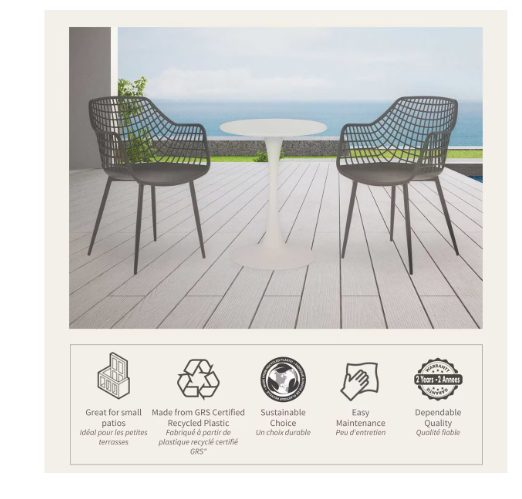 Patioflare Balcony Collection GRS Recycled Plastic Kana Bistro Set