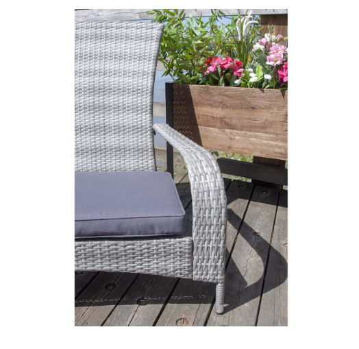 Patioflare Muskoka Chair, Light Grey Wicker and Dark Grey Cushions