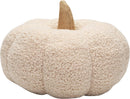 Pearhead Sherpa Pumpkin, Plush Stuffed Halloween Home Decorations - Cream