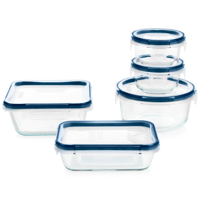 Pyrex Freshlock Plus Glass Storage With Microban 10-Piece Set