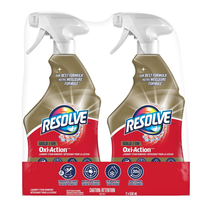 Resolve Gold Oxi-Action Laundry Stain Remover Trigger, 2 Pack ( 2 x 550 mL)