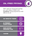 Salton Digital Air Fryer XL, 5 L/5.3 Qt, 8 Pre-Programmed Functions