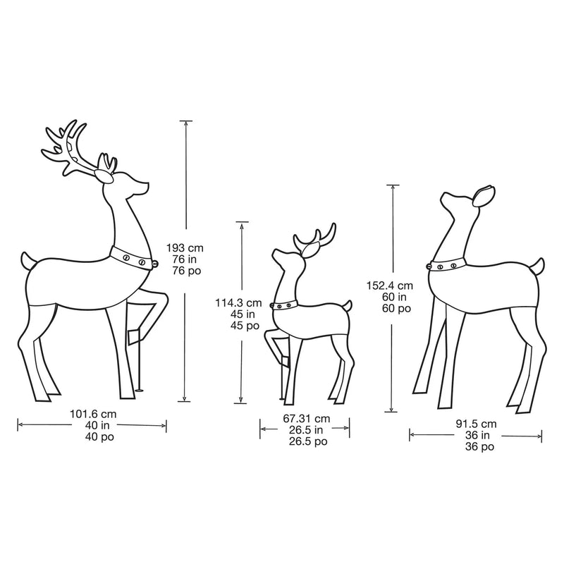 Set of 3 LED Deer Family