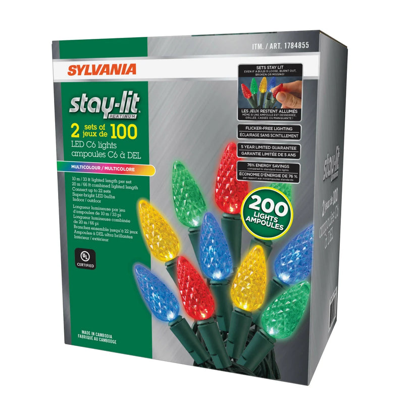 Sylvania 2 x 100 C6 Multi LED Christmas Lights