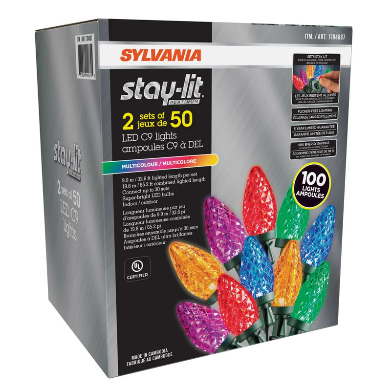 Sylvania 2 x 50 C9 Multi LED Christmas Lights