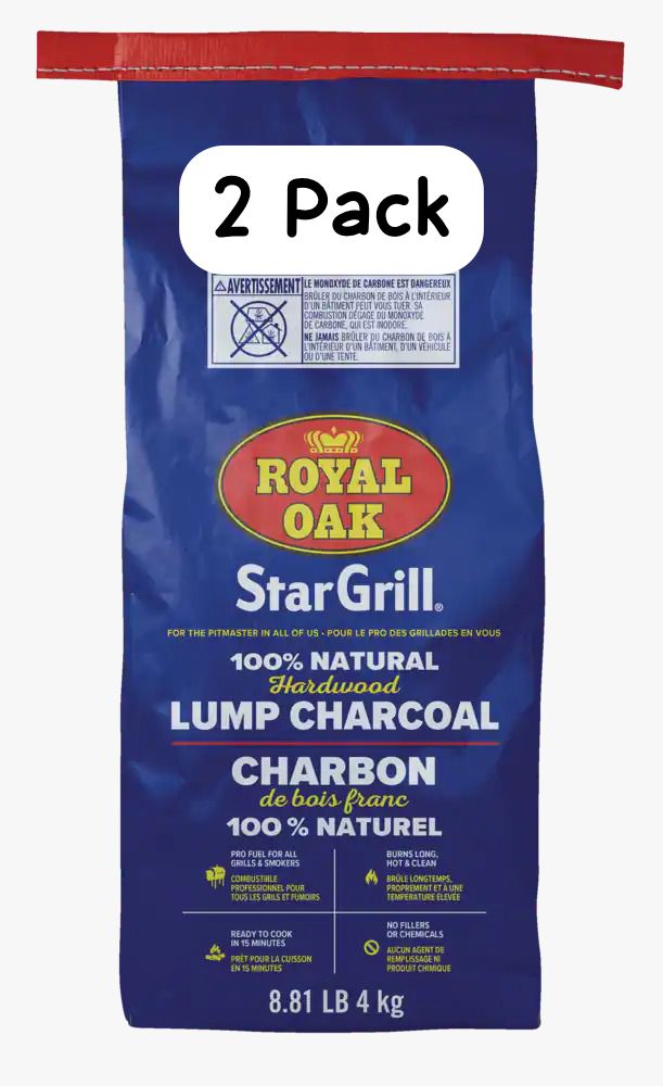 Royal Oak Star Grill 100% Natural Hardwood Lump Charcoal For BBQ Grilling and BBQ Charcoal 4-Kg, 2 Pack