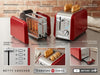 Premium Red Metallic Stainless Steel 2-Slice Toaster