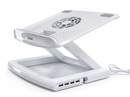 Universal Laptop & Tablet Cooling Stand – Ergonomic Height Adjustable Riser with 4-Port Detachable USB Hub & Ultra-Silent 2400RPM Fan – Compatible with 13-15" Devices (White)