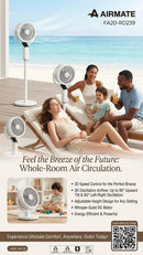 AIRMATE 3D Oscillating Air Circulation Fan, 32-Speed Smart Pedestal Fan with Remote, Quiet DC Motor Energy Saving Floor Fan, Adjustable Multi-Height Stand Fan for Bedroom Home Office