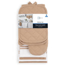 8-Piece Cotton Kitchen Set, Brown Oven Mitts & Pot Holders, Heat-Resistant Kitchen Accessories, Cooking & Baking Essentials