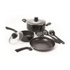 8-Piece Nonstick Cookware Set, Aluminum Pots & Pans with Glass Lids, Kitchen Cooking Set with Nylon Utensils, Oven & Dishwasher Safe