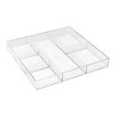 6-Section Clear Plastic Drawer Organizer, Multi-Compartment Storage Tray, Space-Saving Organizer for Office Supplies, School Items, Crafts, Kitchen & Home