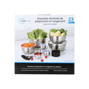 23-Piece Kitchen Prep & Storage Set, Mixing Bowls with Lids, Food Storage Containers, Measuring Cups & Spoons, Colander, BPA-Free Kitchen Organizer