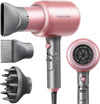 Rose Pink Ionic Hair Dryer with Diffuser and Concentrator: Lightweight, Quiet Blow Dryer with Powerful 1875 Watt Motor for Smooth and Fast Drying