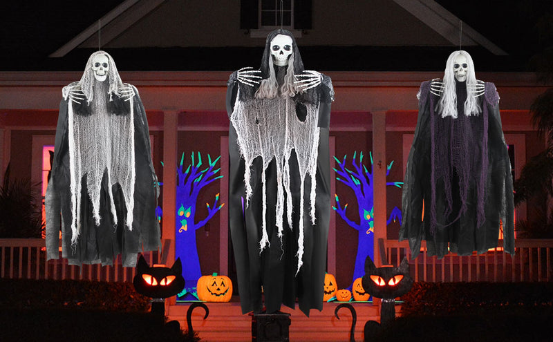 EIDIND 3 Pack Halloween Hanging Grim Reapers, One 59” and Two 36”