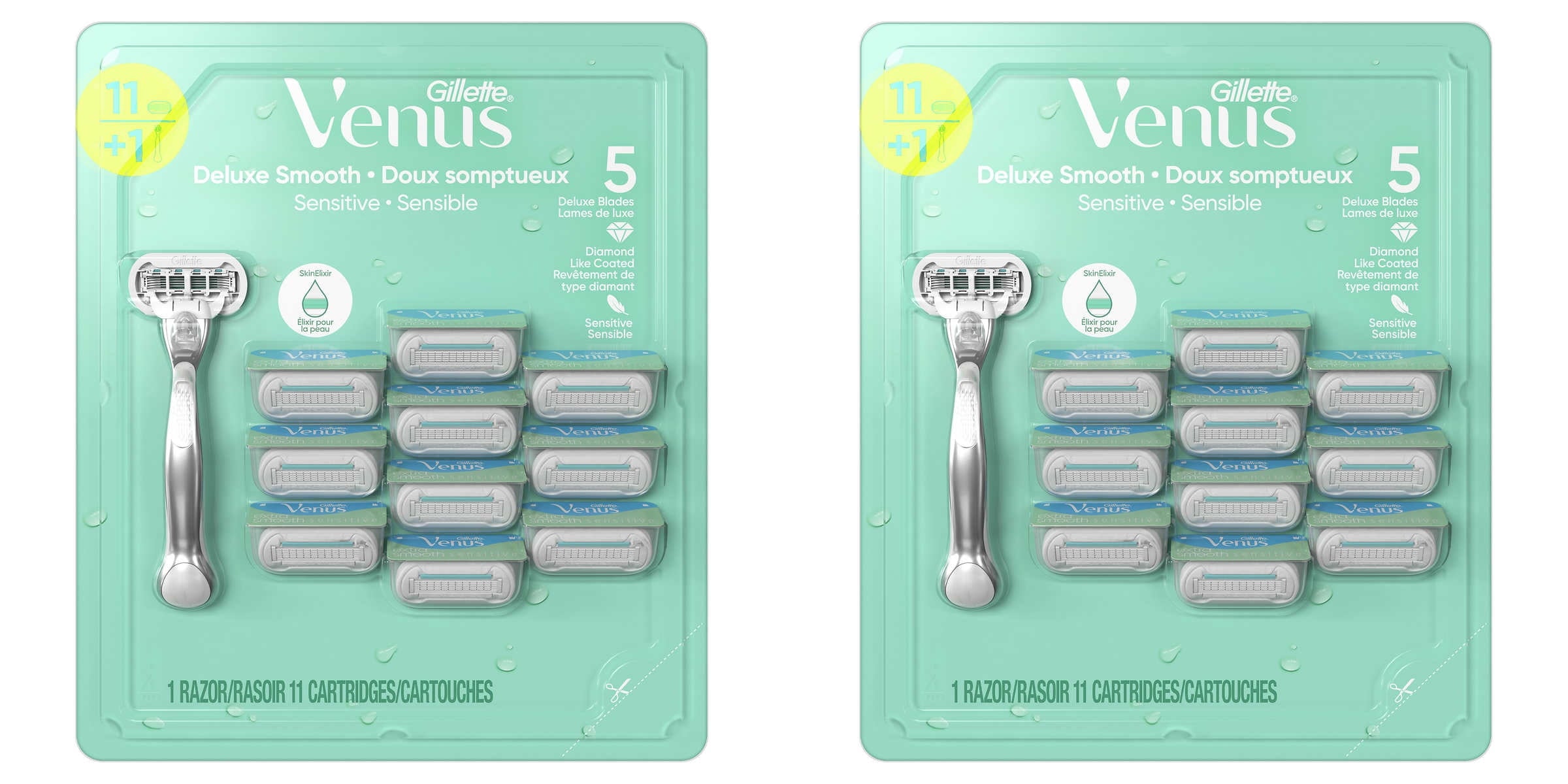 Venus Razor Pack Gillette Venus Deluxe Smooth Sensitive Razor + 11 Cartridges (2 Packs)