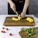 2-Piece Acacia Wood Cutting Board Set with Non-Slip Feet & Juice Grooves, Durable Wooden Chopping & Serving Boards for Kitchen