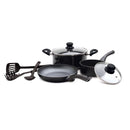 8-Piece Nonstick Cookware Set, Aluminum Pots & Pans with Glass Lids, Kitchen Cooking Set with Nylon Utensils, Oven & Dishwasher Safe