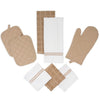 8-Piece Cotton Kitchen Set, Brown Oven Mitts & Pot Holders, Heat-Resistant Kitchen Accessories, Cooking & Baking Essentials