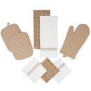 8-Piece Cotton Kitchen Set, Brown Oven Mitts & Pot Holders, Heat-Resistant Kitchen Accessories, Cooking & Baking Essentials
