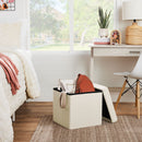 15-Inch Foldable Storage Cube Ottoman with Cushioned Seat, Collapsible Storage Box for Clothes Toys and Blankets, Footrest Organizer
