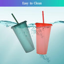 10 Pack Tumbler with Straw and Lid Bulk Reusable Plastic Cups Plastic Drinking Straw Tumbler Iced Coffee Cup Water Bottle for Parties Birthdays (24 oz, Assorted Color)