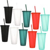 10 Pack Tumbler with Straw and Lid Bulk Reusable Plastic Cups Plastic Drinking Straw Tumbler Iced Coffee Cup Water Bottle for Parties Birthdays (24 oz, Assorted Color)