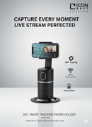 Auto Face Tracking Phone Tripod, 360° Rotation Smart Holder with Rechargeable Battery for Live Streaming, Vlogs & Video Calls
