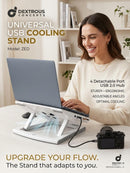 Universal Laptop & Tablet Cooling Stand – Ergonomic Height Adjustable Riser with 4-Port Detachable USB Hub & Ultra-Silent 2400RPM Fan – Compatible with 13-15" Devices (White)