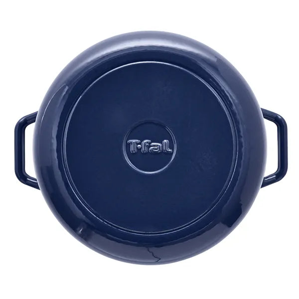 T-fal Enameled Cast Iron Round Dutch Oven with Lid, 6 quart, Blue