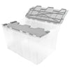 49L Stackable Storage Tote in Clear with Grey Lockable Flip-Top Cover