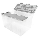 49L Stackable Storage Tote in Clear with Grey Lockable Flip-Top Cover