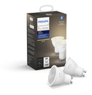 Philips Hue GU10 Base Smart Dimmable Bluetooth LED Light Bulbs, 400 Lumens, Soft White, 2-pk