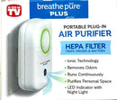 Breathe Pure PLUS Portable Plug-In Air Purifier Hepa Filter Ionic Technology New