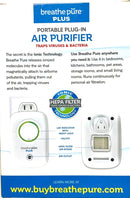Breathe Pure PLUS Portable Plug-In Air Purifier Hepa Filter Ionic Technology New