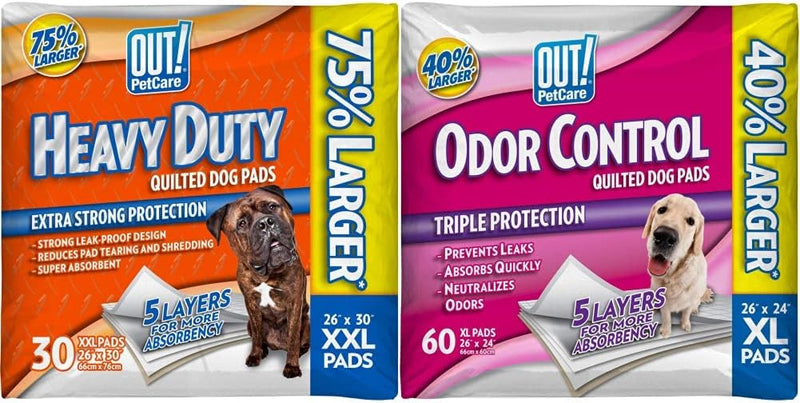 OUT! Heavy Duty XXL Dog Pads | Absorbent Pet Training and Puppy Pads | 30 Pads | 26 x 30 Inches