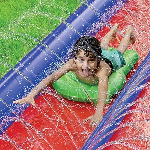 stargo Giant Backyard Water Spraying Slip and Slide, 25 Feet Slide with 2 Inflatable Sliding inflatables red, blue