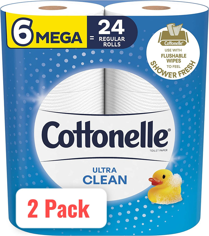 Cottonelle Ultra CleanCare Toilet Paper, Strong Tissue, 24 Double Rolls (Equals 48 Regular Rolls)